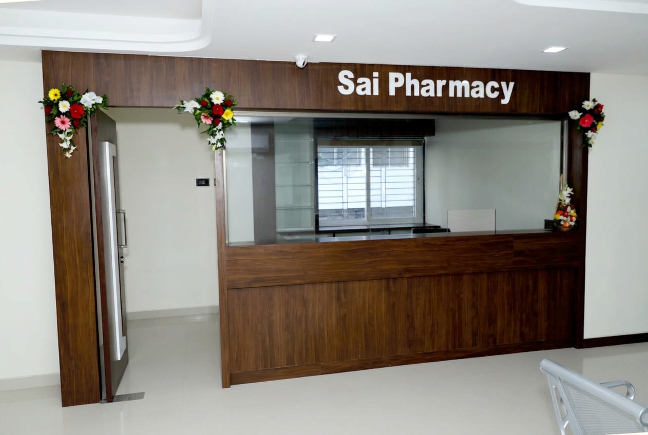 The pharmacy counter inside Deogiri Diabetes Care Centre
