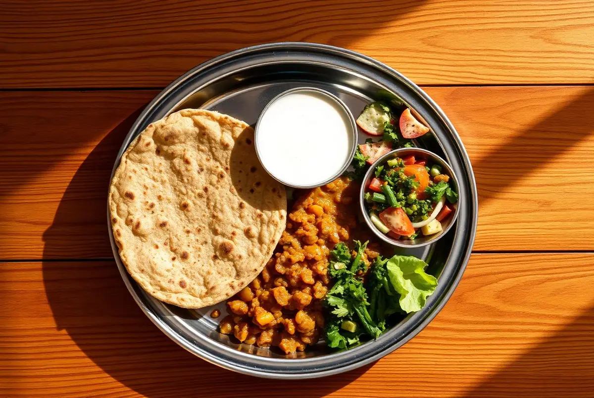 A balanced diabetic-friendly Indian meal on a steel thali