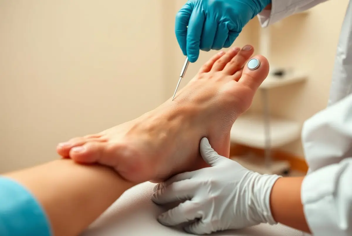 Diabetic foot examination during target organ screening